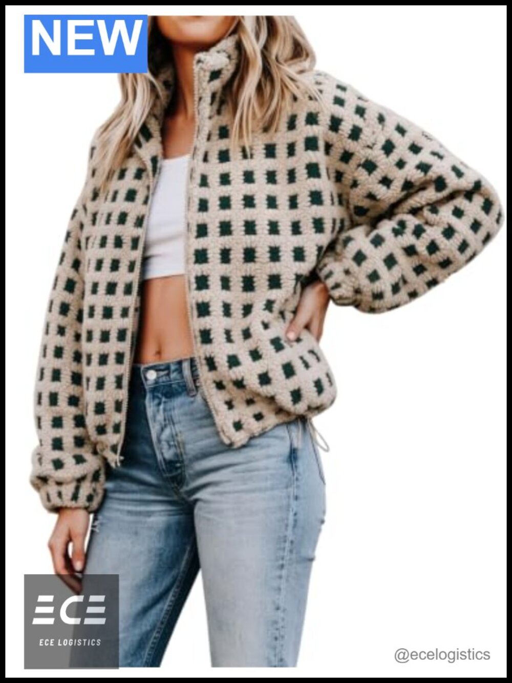 Women's Sherpa Fleece Jacket Zip Up Fuzzy Warm Winter Coat with Pockets